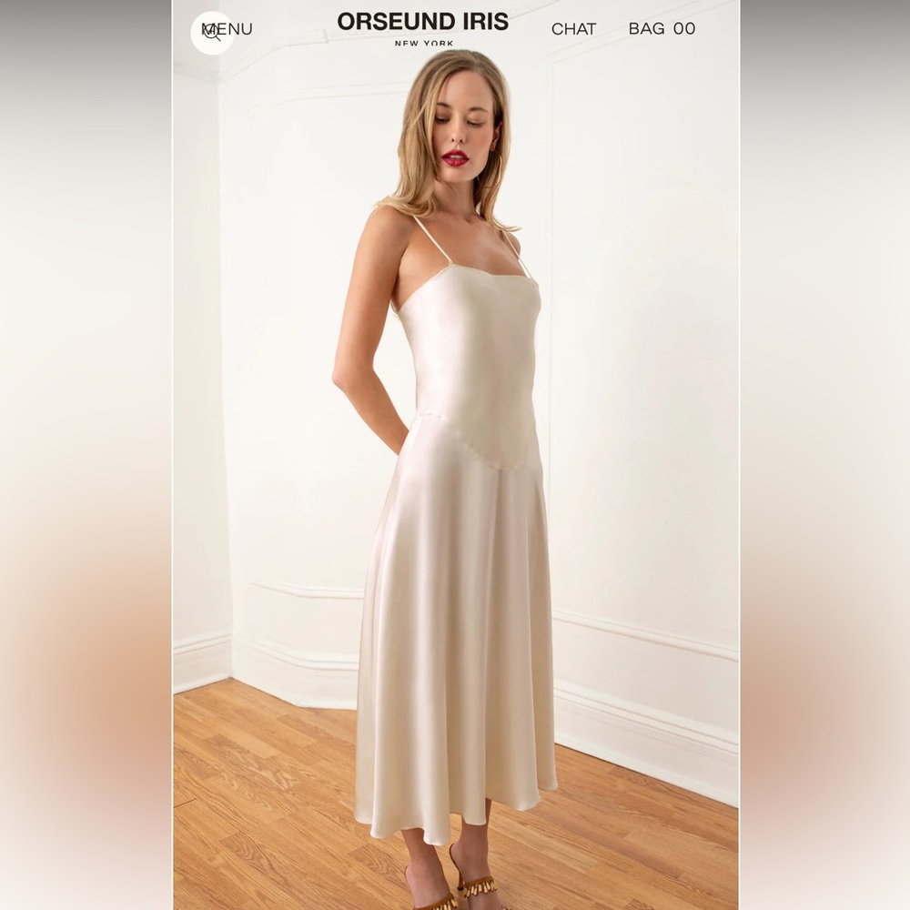 Orseund Iris Ivory Silk Slip Dress